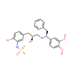 COc1ccc([C@H](Cc2ccccc2)NC[C@@H](O)Cc2ccc(O)c(NS(C)(=O)=O)c2)cc1OC ZINC000028958076