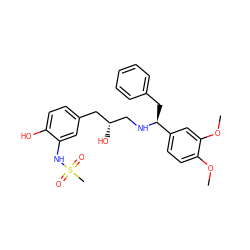COc1ccc([C@H](Cc2ccccc2)NC[C@H](O)Cc2ccc(O)c(NS(C)(=O)=O)c2)cc1OC ZINC000028958079