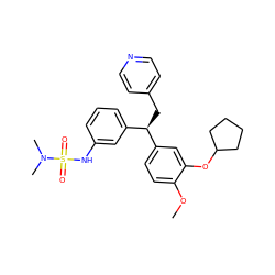 COc1ccc([C@H](Cc2ccncc2)c2cccc(NS(=O)(=O)N(C)C)c2)cc1OC1CCCC1 ZINC000013442048