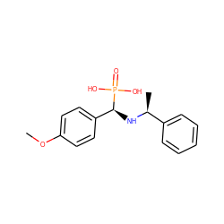 COc1ccc([C@H](N[C@@H](C)c2ccccc2)P(=O)(O)O)cc1 ZINC000040424438
