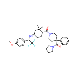 COc1ccc([C@H](N[C@@H]2CC[C@@H](C(=O)N3CCC(C(=O)N4CCCC4)(c4ccccc4)CC3)C(C)(C)C2)C(F)(F)F)cc1 ZINC000096307615