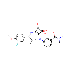 COc1ccc([C@H](Nc2c(Nc3cccc(C(=O)N(C)C)c3O)c(=O)c2=O)C(C)C)cc1F ZINC000101162851