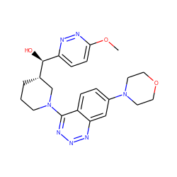 COc1ccc([C@H](O)[C@H]2CCCN(c3nnnc4cc(N5CCOCC5)ccc34)C2)nn1 ZINC000146297989