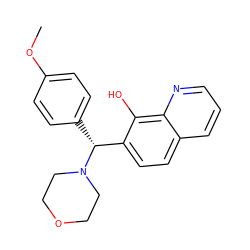 COc1ccc([C@H](c2ccc3cccnc3c2O)N2CCOCC2)cc1 ZINC000020265766