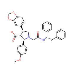 COc1ccc([C@H]2[C@H](C(=O)O)[C@@H](c3ccc4c(c3)OCO4)CN2CC(=O)N[C@@H](Cc2ccccc2)c2ccccc2)cc1 ZINC000027198400