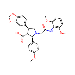 COc1ccc([C@H]2[C@H](C(=O)O)[C@@H](c3ccc4c(c3)OCO4)CN2CC(=O)Nc2c(OC)cccc2OC)cc1 ZINC000027197878