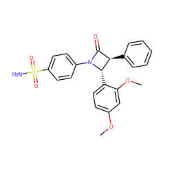 COc1ccc([C@H]2[C@H](c3ccccc3)C(=O)N2c2ccc(S(N)(=O)=O)cc2)c(OC)c1 ZINC001772579055