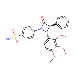 COc1ccc([C@H]2[C@H](c3ccccc3)C(=O)N2c2ccc(S(N)(=O)=O)cc2)c(OC)c1OC ZINC001772612342