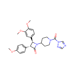 COc1ccc([C@H]2C(=O)N(C3CCN(C(=O)n4cncn4)CC3)[C@@H]2c2ccc(OC)c(OC)c2)cc1 ZINC000653742697