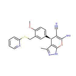 COc1ccc([C@H]2C(C#N)=C(N)Oc3[nH]nc(C)c32)cc1CSc1ccccn1 ZINC000004083105