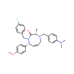 COc1ccc([C@H]2C=CCN(Cc3ccc(N(C)C)cc3)[C@@H](C)C(=O)N2Cc2ccc(F)cc2)cc1 ZINC000018188941