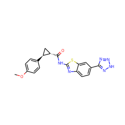 COc1ccc([C@H]2C[C@@H]2C(=O)Nc2nc3ccc(-c4nn[nH]n4)cc3s2)cc1 ZINC000103290055