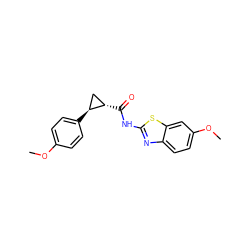 COc1ccc([C@H]2C[C@@H]2C(=O)Nc2nc3ccc(OC)cc3s2)cc1 ZINC000103294168