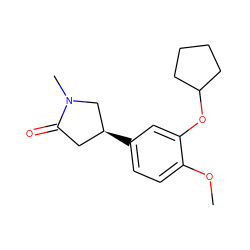 COc1ccc([C@H]2CC(=O)N(C)C2)cc1OC1CCCC1 ZINC000095577367