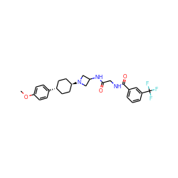 COc1ccc([C@H]2CC[C@H](N3CC(NC(=O)CNC(=O)c4cccc(C(F)(F)F)c4)C3)CC2)cc1 ZINC000261101277