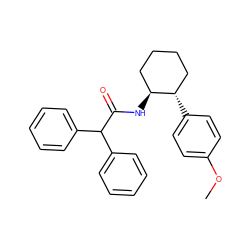 COc1ccc([C@H]2CCCC[C@@H]2NC(=O)C(c2ccccc2)c2ccccc2)cc1 ZINC000013755680