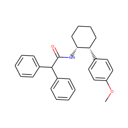 COc1ccc([C@H]2CCCC[C@H]2NC(=O)C(c2ccccc2)c2ccccc2)cc1 ZINC000013755682