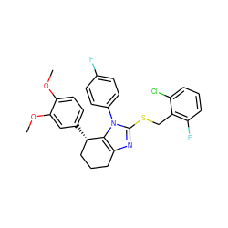 COc1ccc([C@H]2CCCc3nc(SCc4c(F)cccc4Cl)n(-c4ccc(F)cc4)c32)cc1OC ZINC001772609316