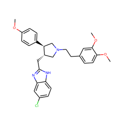 COc1ccc([C@H]2CN(CCc3ccc(OC)c(OC)c3)C[C@@H]2Cc2nc3cc(Cl)ccc3[nH]2)cc1 ZINC000071329657