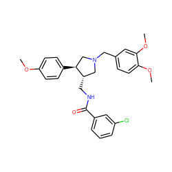 COc1ccc([C@H]2CN(Cc3ccc(OC)c(OC)c3)C[C@@H]2CNC(=O)c2cccc(Cl)c2)cc1 ZINC000071317745