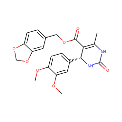 COc1ccc([C@H]2NC(=O)NC(C)=C2C(=O)OCc2ccc3c(c2)OCO3)cc1OC ZINC000000844470