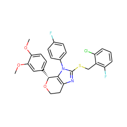 COc1ccc([C@H]2OCCc3nc(SCc4c(F)cccc4Cl)n(-c4ccc(F)cc4)c32)cc1OC ZINC001772583623