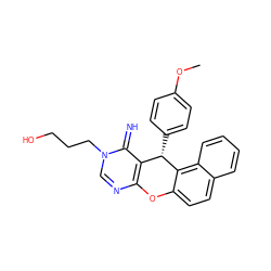 COc1ccc([C@H]2c3c(ncn(CCCO)c3=N)Oc3ccc4ccccc4c32)cc1 ZINC000101172171