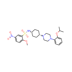 COc1ccc([N+](=O)[O-])cc1S(=O)(=O)N[C@H]1CC[C@@H](N2CCN(c3ccccc3OC(C)C)CC2)CC1 ZINC000101127705
