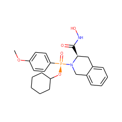 COc1ccc([P@@](=O)(OC2CCCCC2)N2Cc3ccccc3C[C@@H]2C(=O)NO)cc1 ZINC000028477257