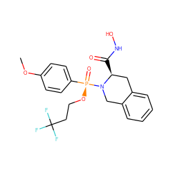 COc1ccc([P@@](=O)(OCCC(F)(F)F)N2Cc3ccccc3C[C@@H]2C(=O)NO)cc1 ZINC000013438437