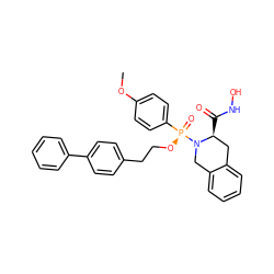 COc1ccc([P@@](=O)(OCCc2ccc(-c3ccccc3)cc2)N2Cc3ccccc3C[C@@H]2C(=O)NO)cc1 ZINC000028007070