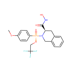 COc1ccc([P@](=O)(OCC(F)(F)F)N2Cc3ccccc3C[C@@H]2C(=O)NO)cc1 ZINC000011686268