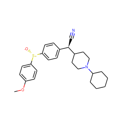 COc1ccc([S@+]([O-])c2ccc([C@@H](C#N)C3CCN(C4CCCCC4)CC3)cc2)cc1 ZINC000026267981