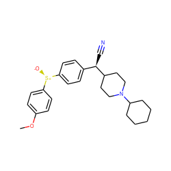 COc1ccc([S@@+]([O-])c2ccc([C@@H](C#N)C3CCN(C4CCCCC4)CC3)cc2)cc1 ZINC000026267972