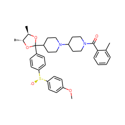 COc1ccc([S@@+]([O-])c2ccc(C3(C4CCN(C5CCN(C(=O)c6ccccc6C)CC5)CC4)O[C@H](C)[C@@H](C)O3)cc2)cc1 ZINC000027095349