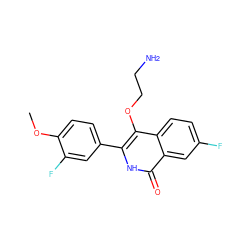 COc1ccc(-c2[nH]c(=O)c3cc(F)ccc3c2OCCN)cc1F ZINC000149249385