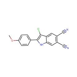 COc1ccc(-c2[nH]c3cc(C#N)c(C#N)cc3c2Cl)cc1 ZINC000299864667