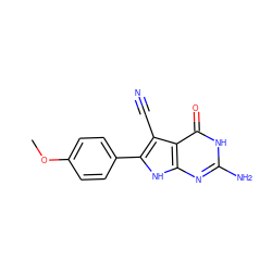 COc1ccc(-c2[nH]c3nc(N)[nH]c(=O)c3c2C#N)cc1 ZINC000045300422