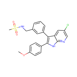 COc1ccc(-c2[nH]c3ncc(Cl)cc3c2-c2cccc(CNS(C)(=O)=O)c2)cc1 ZINC000103273747