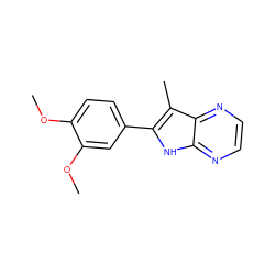 COc1ccc(-c2[nH]c3nccnc3c2C)cc1OC ZINC000013492961