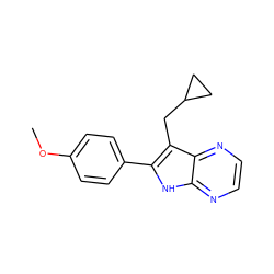 COc1ccc(-c2[nH]c3nccnc3c2CC2CC2)cc1 ZINC000013492966