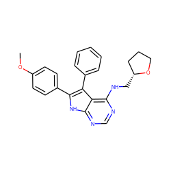 COc1ccc(-c2[nH]c3ncnc(NC[C@@H]4CCCO4)c3c2-c2ccccc2)cc1 ZINC000084688259