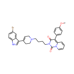 COc1ccc(-c2c(=O)n(CCCCN3CC=C(c4c[nH]c5ccc(Br)cc45)CC3)c(=O)n3ccccc23)cc1 ZINC000299858106