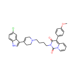 COc1ccc(-c2c(=O)n(CCCCN3CC=C(c4c[nH]c5ccc(Cl)cc45)CC3)c(=O)n3ccccc23)cc1 ZINC000299856998