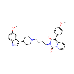 COc1ccc(-c2c(=O)n(CCCCN3CCC(c4c[nH]c5ccc(OC)cc45)CC3)c(=O)n3ccccc23)cc1 ZINC000044305657