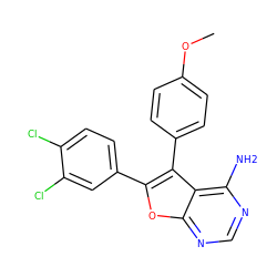 COc1ccc(-c2c(-c3ccc(Cl)c(Cl)c3)oc3ncnc(N)c23)cc1 ZINC000014945094