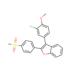 COc1ccc(-c2c(-c3ccc(S(C)(=O)=O)cc3)oc3ccccc23)cc1Cl ZINC000026403357