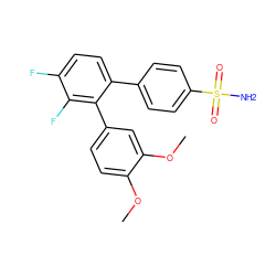 COc1ccc(-c2c(-c3ccc(S(N)(=O)=O)cc3)ccc(F)c2F)cc1OC ZINC000028388788