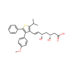 COc1ccc(-c2c(-c3ccccc3)sc(C(C)C)c2/C=C/[C@@H](O)C[C@@H](O)CC(=O)O)cc1 ZINC000027638975