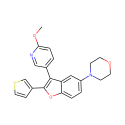 COc1ccc(-c2c(-c3ccsc3)oc3ccc(N4CCOCC4)cc23)cn1 ZINC000012476920